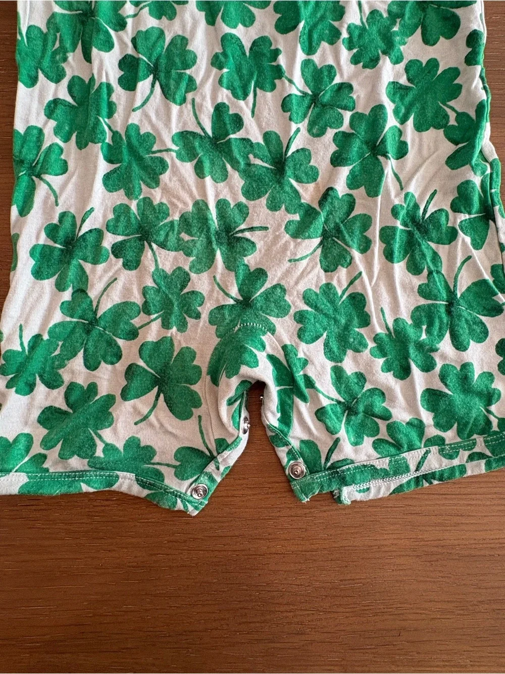 Little Sleepies Play Green Clover Print Kids Romper